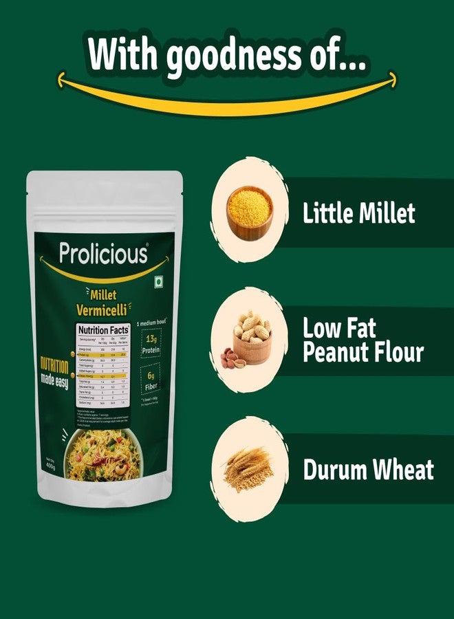 Prolicious Millet Vermicelli | High Protein & High Fiber | Nutritious | Plant Based | No Palm Oil | No Maida | Quick & Healthy Breakfast Option | 400g each (Pack of 3) - Image 5