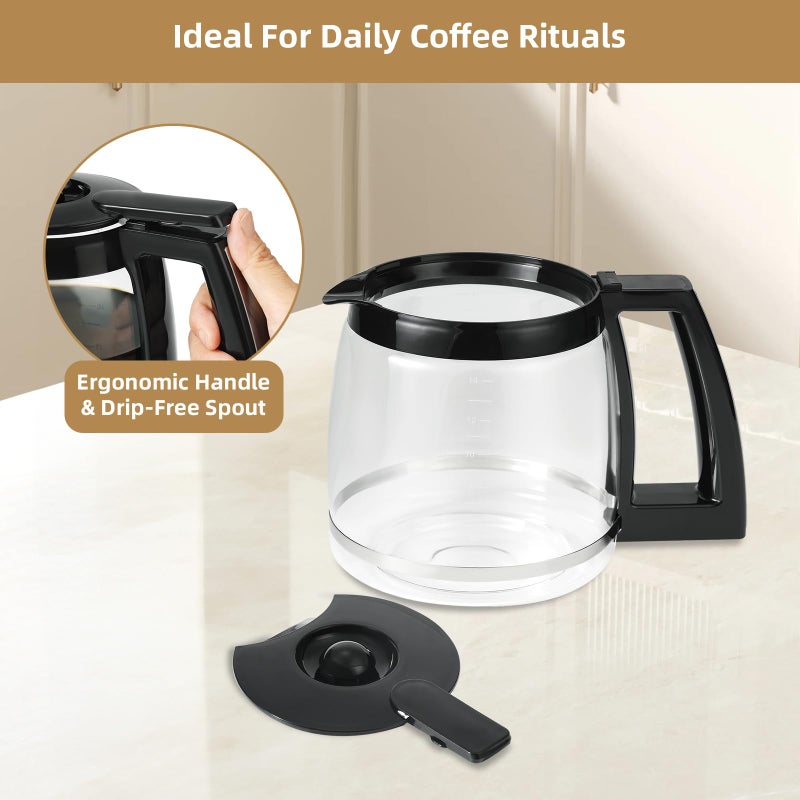 Roabertic 14-Cup Glass Coffee Carafe Replacement Compatible with Cuisinart Models DCC-3200P1, DCC- 3200, DCC-2200RC, Coffee Pot Replacement 14 Cup with Ergonomic Handle and Dripless Spout - Image 3