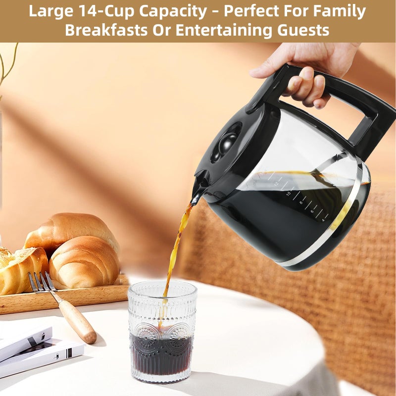 Roabertic 14-Cup Glass Coffee Carafe Replacement Compatible with Cuisinart Models DCC-3200P1, DCC- 3200, DCC-2200RC, Coffee Pot Replacement 14 Cup with Ergonomic Handle and Dripless Spout - Image 5