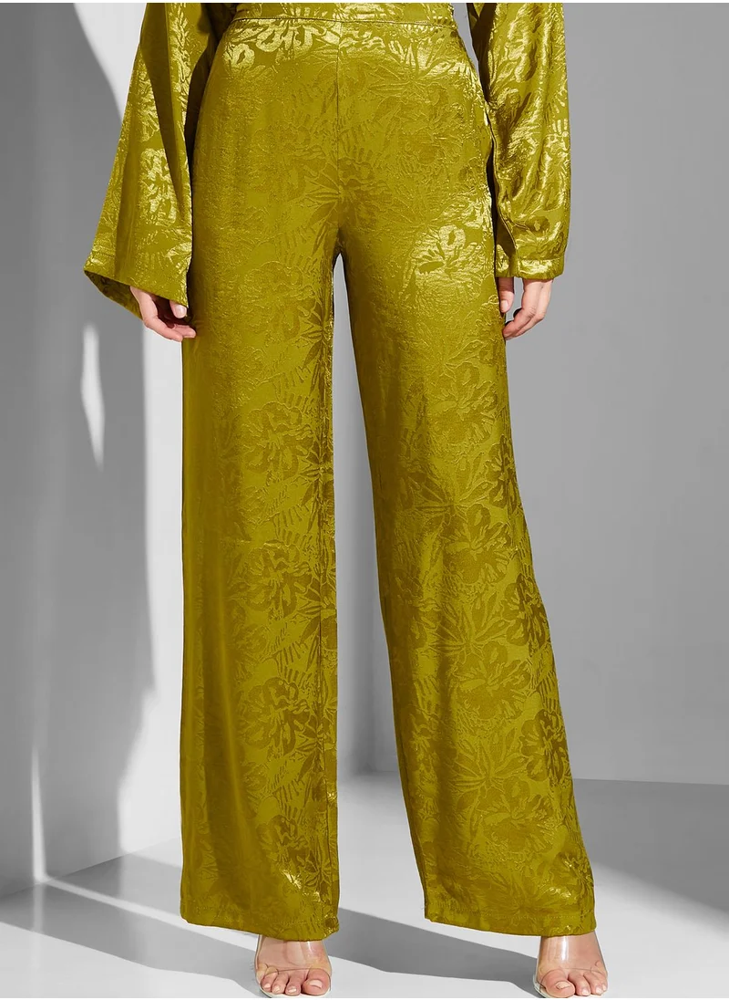 Namshi x Modanisa Jacquard Belted Kimono & Pant Set