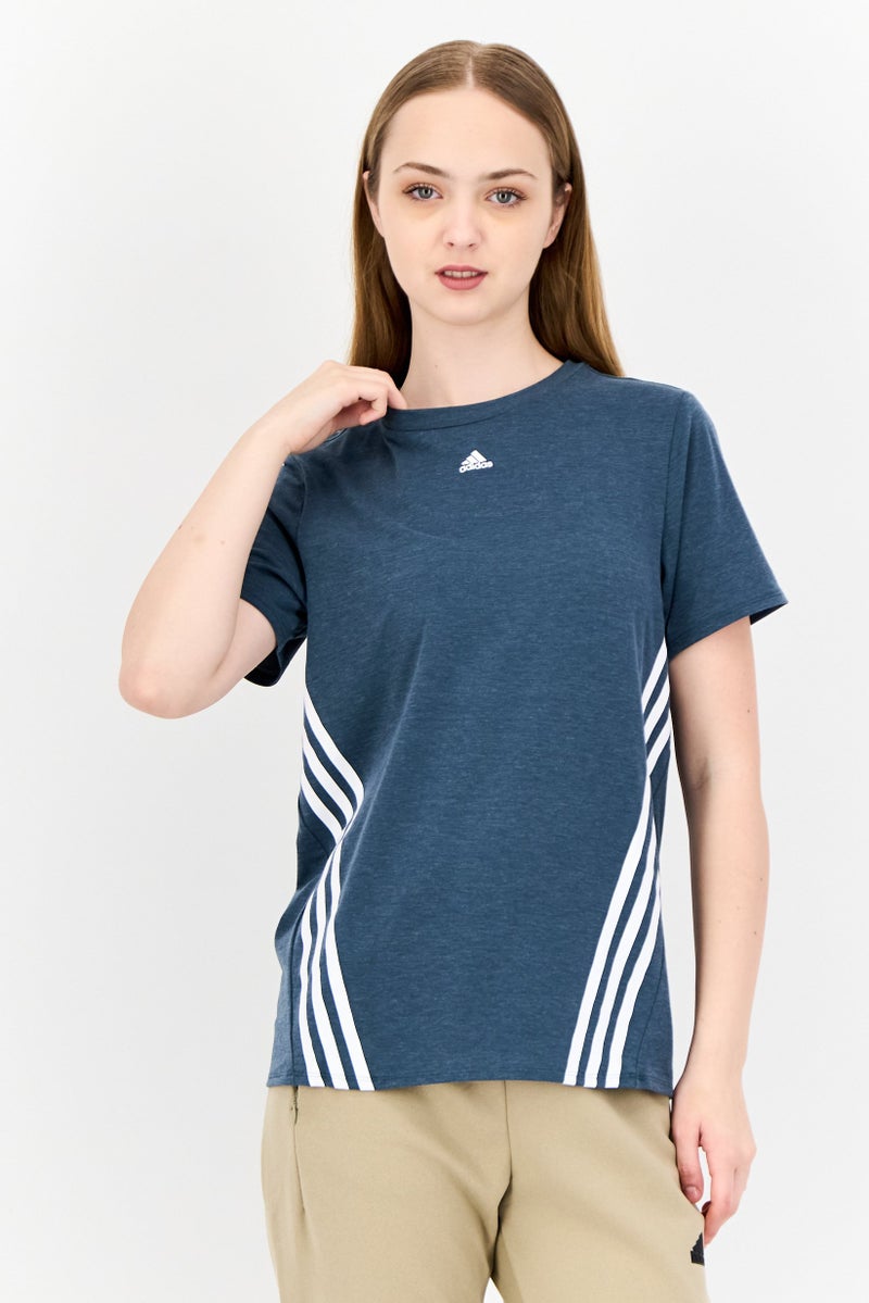 Adidas Women Sportswear Fit Short Sleeve Training T-Shirts, Teal Green - Image 1