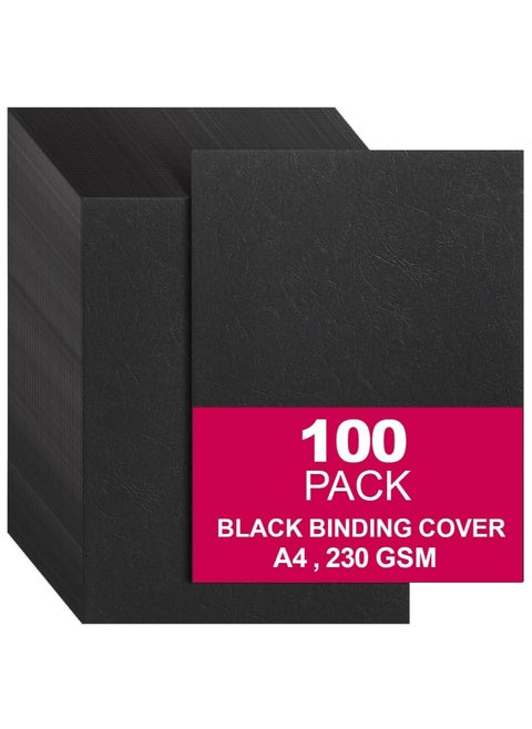 [100 Pack] Black Binding Cover [A4] 230 GSM - Durable Protective Sheets for Presentations, Reports, and Documents - Compatible with Comb & Wire Binding Machines