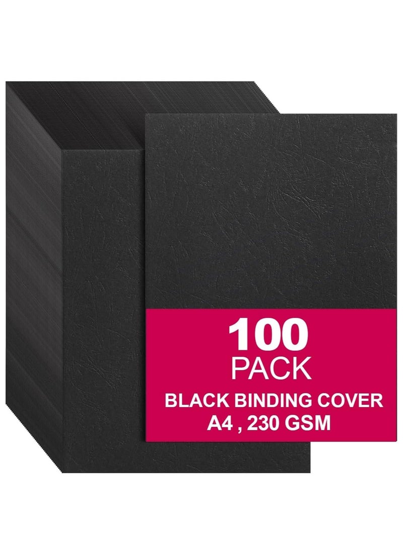 MARKQ [100 Pack] Black Binding Cover [A4] 230 GSM - Durable Protective Sheets for Presentations, Reports, and Documents - Compatible with Comb & Wire Binding Machines  - Image 1