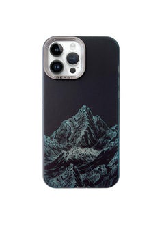 For iPhone 12 Pro 2 in 1 Aurora Electroplating Frame Phone Case(Snowy Mountains Black)