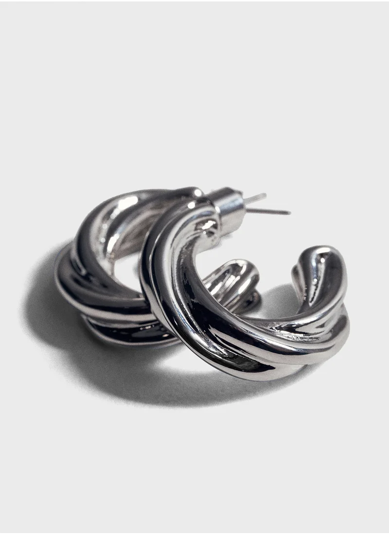 MANGO Intertwined Hoop Earrings