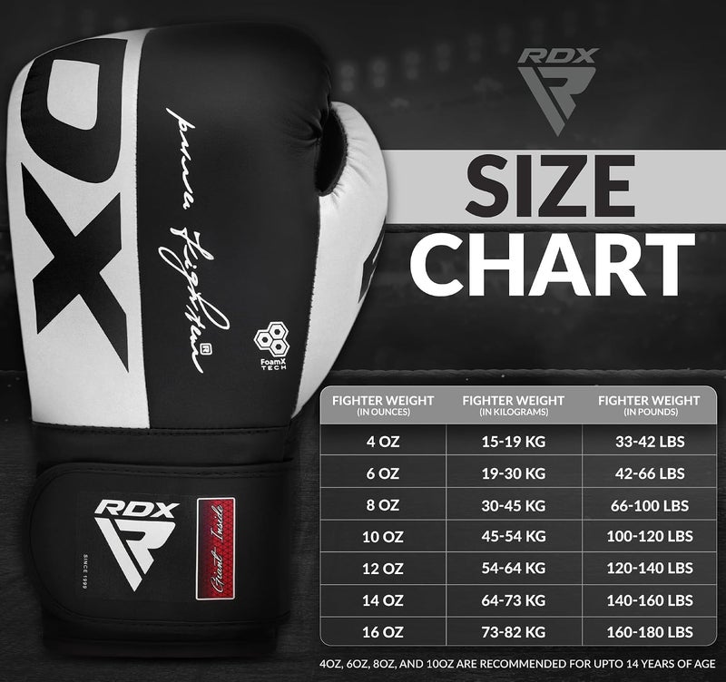 RDX Boxing Gloves - Maya Hide Leather Training Gloves for Muay Thai, Kickboxing, Sparring, and Home Gym -10 OZ |White/Black (BGR-F4B-10OZ) - Image 3