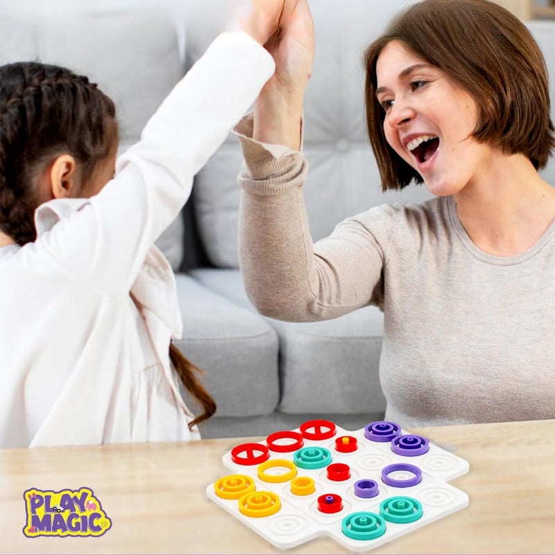 PlayMagic Krazy Ring Brain Teasers Toy Jigsaw Intelligence Puzzle Game for 5+ Year Kids|3D Strategy Board Game with Colorful Rings|2-4 Players Table Top Board Game |Best Birthday Gift|Made in India - Image 5