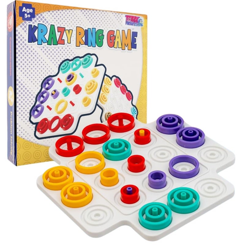 PlayMagic Krazy Ring Brain Teasers Toy Jigsaw Intelligence Puzzle Game for 5+ Year Kids|3D Strategy Board Game with Colorful Rings|2-4 Players Table Top Board Game |Best Birthday Gift|Made in India - Image 1