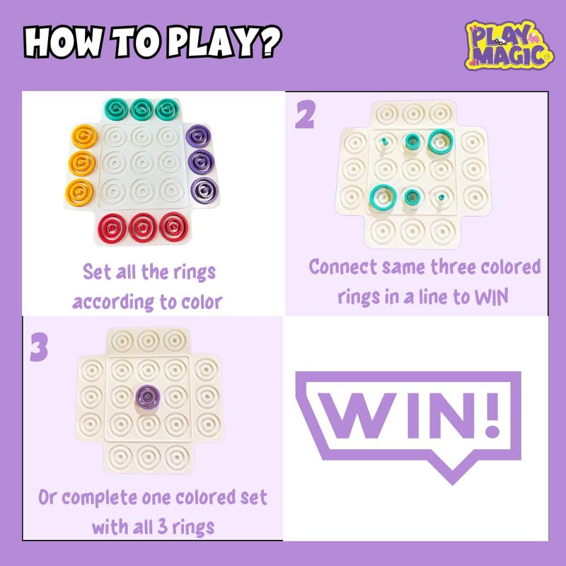 PlayMagic Krazy Ring Brain Teasers Toy Jigsaw Intelligence Puzzle Game for 5+ Year Kids|3D Strategy Board Game with Colorful Rings|2-4 Players Table Top Board Game |Best Birthday Gift|Made in India - Image 3