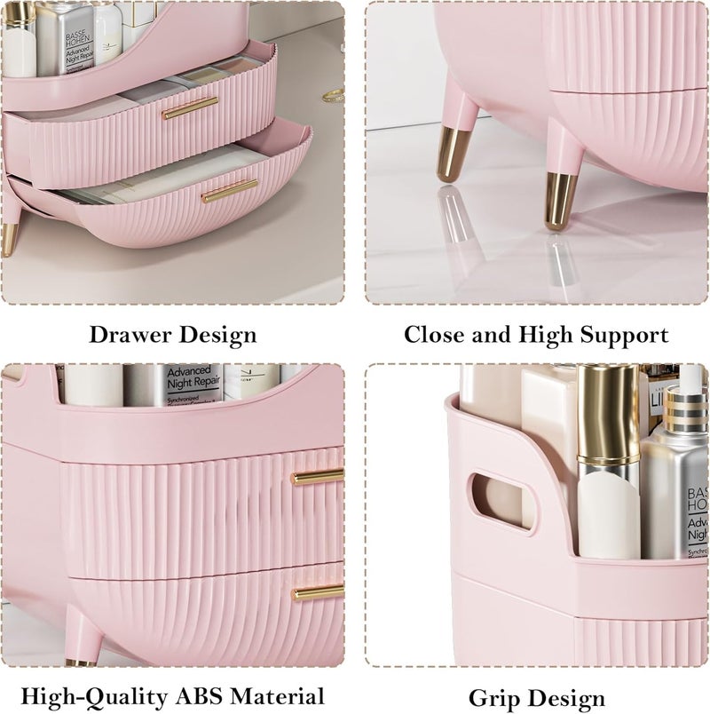 Clefairy Large Cosmetic Makeup Organizer with Drawers, Dust Water Proof Cosmetics Storage Display Case, Suitable for Bathroom Countertop and Bedroom Vanity Dresser - Image 2