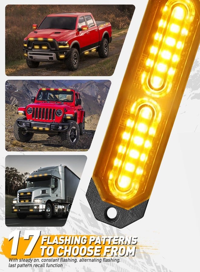 HLauto 1200T Emergency Strobe Grille Lights: 8pcs 12 LED Sync Feature Safety Warning Flashing Lights, Ultra Slim Surface Mount Hazard Caution Lights for Trucks, Vehicles, Car, ATV, UTV (Amber) - Image 5