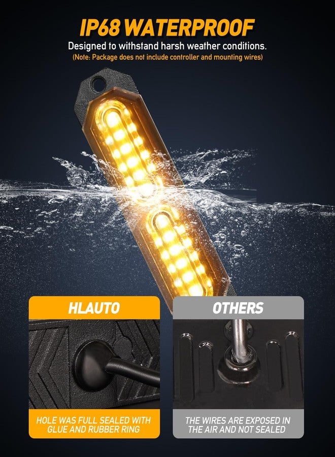 HLauto 1200T Emergency Strobe Grille Lights: 8pcs 12 LED Sync Feature Safety Warning Flashing Lights, Ultra Slim Surface Mount Hazard Caution Lights for Trucks, Vehicles, Car, ATV, UTV (Amber) - Image 4