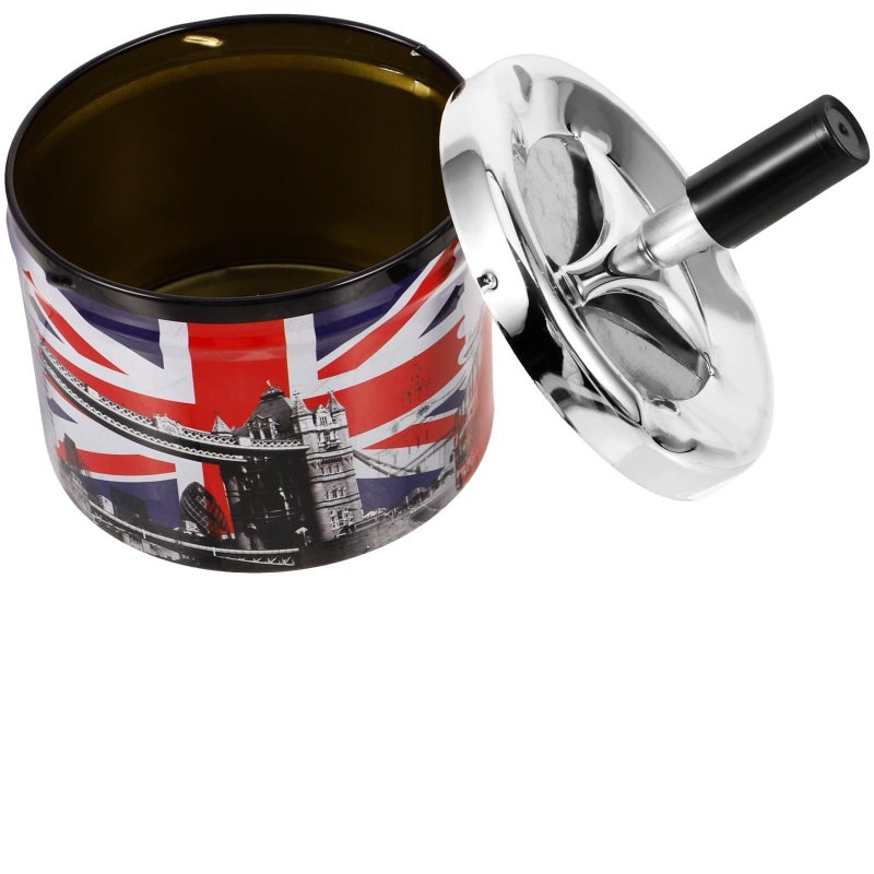 Stainless Steel Windproof Ashtray with Rotating Lid Automatic Extinguishing for Outdoor Indoor Use - Image 2