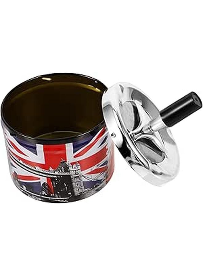 Stainless Steel Windproof Ashtray with Rotating Lid Automatic Extinguishing for Outdoor Indoor Use - Image 1
