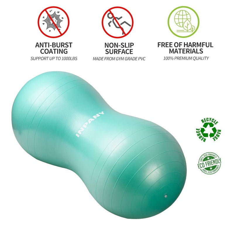INPANY Peanut Ball - Anti Burst Exercise Ball for Labor Birthing, Physical Therapy for Kids, Core Strength, Home & Gym Fintness (Include Pump) - Image 2
