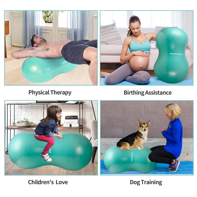 INPANY Peanut Ball - Anti Burst Exercise Ball for Labor Birthing, Physical Therapy for Kids, Core Strength, Home & Gym Fintness (Include Pump) - Image 5