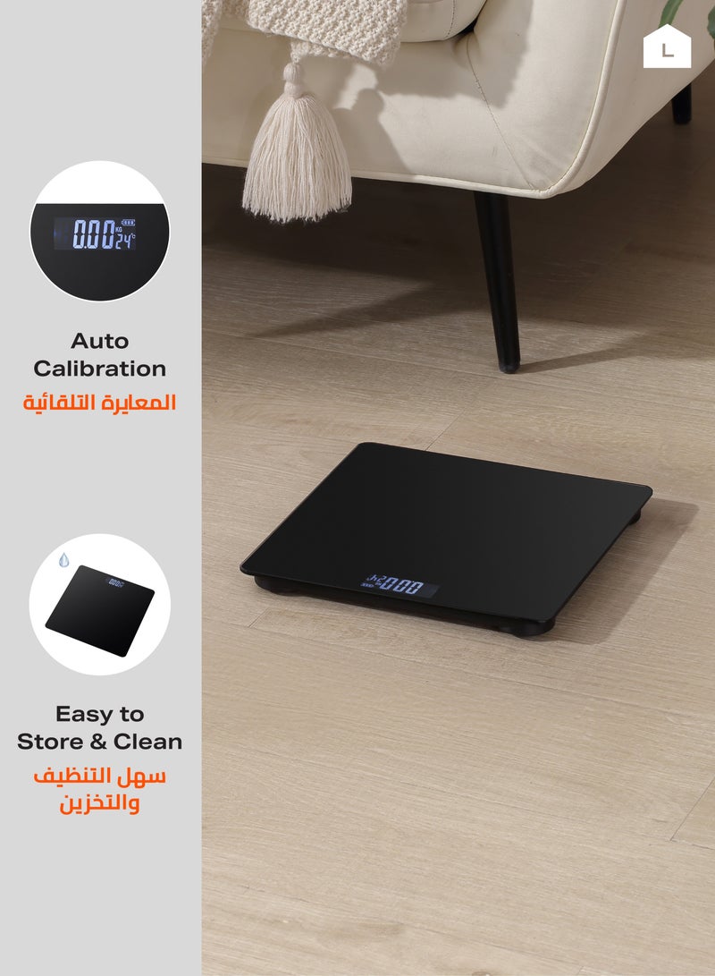 LAWAZIM Digital Body Weight Scale Black High Precision Sensors LCD Display 180kg Capacity Anti-Slip Compact Design for Home Bathroom Fitness Everyday Use - Image 5