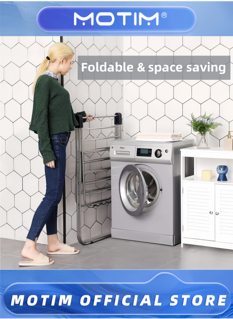 Motim - Clothes Drying Rack Stainless Steel Gullwing Space-Saving Laundry Rack Foldable for Easy Storage - Image 1