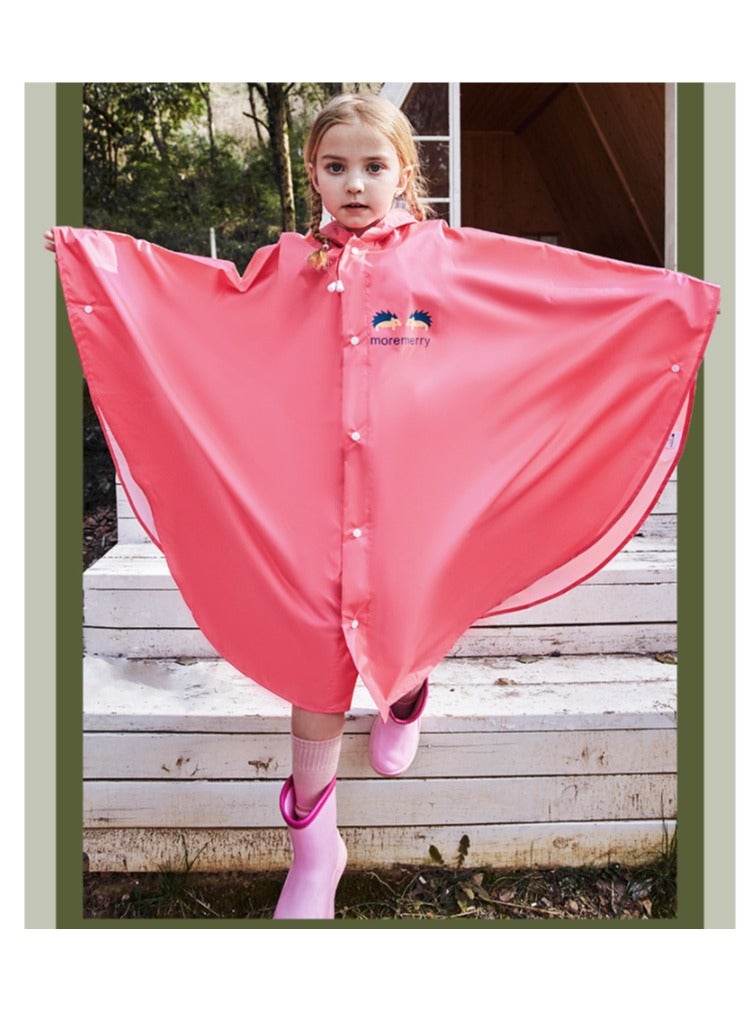 Loquat Boys And Girls With Backpacks Riding Ponchos Hiking Waterproof Cloaks Raincoats Pink 