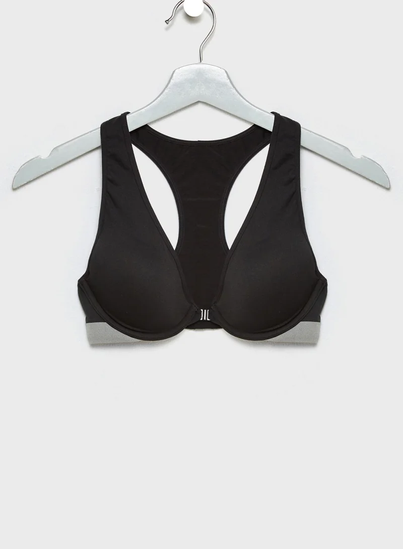CALVIN KLEIN Plunge Push Up Halter Racerback Bra