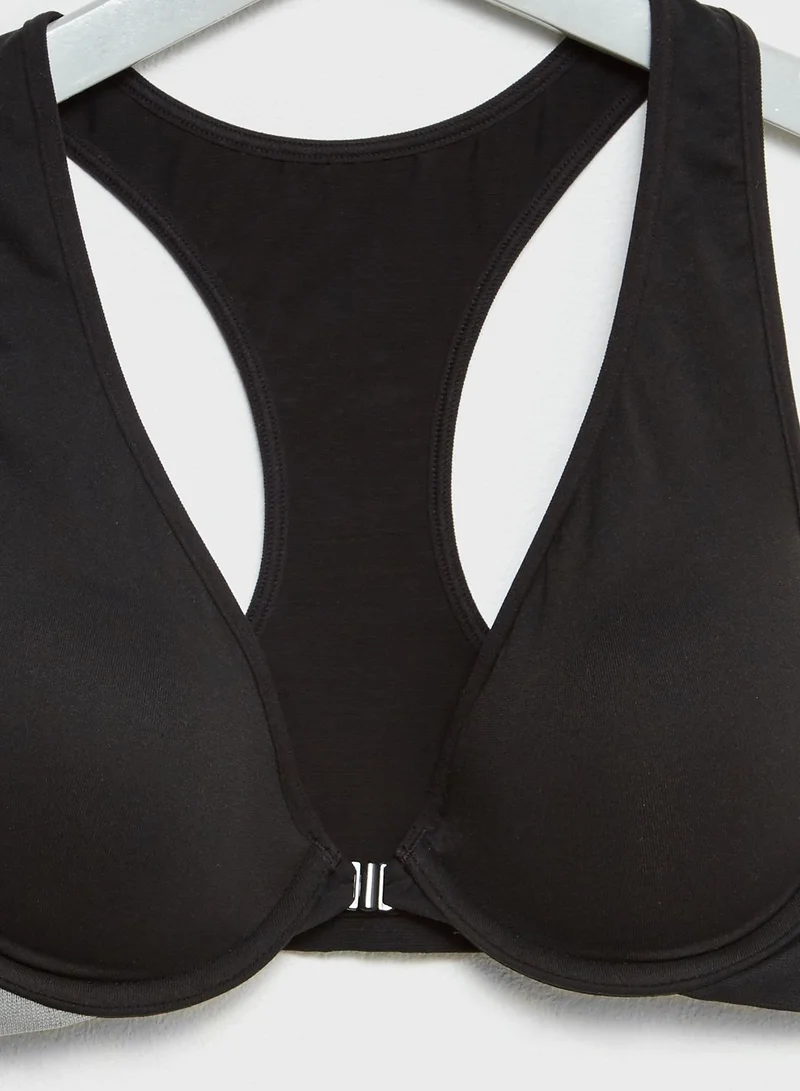 CALVIN KLEIN Plunge Push Up Halter Racerback Bra