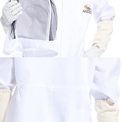 ANDES Bee Suit for Men Women Sting Proof, Polycotton Beekeeping Suit Beekeeper Costume&with Glove &Ventilated Hood, Bee Outfit for Backyard and beekeeping supplies (L - Image 5