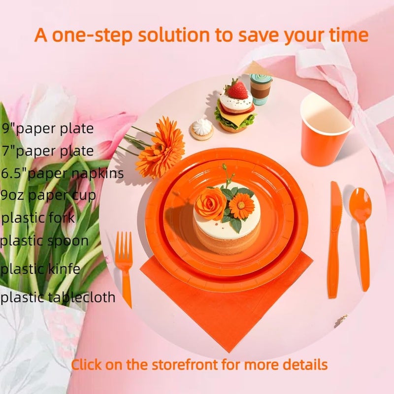 Ottin Solid Orange Paper Dinner Napkins 6.5'' Disposable Luncheon Napkins 50 Count for Birthday Wedding Party Everyday Lunch Dinner Event Thanksgiving Fall - Image 4