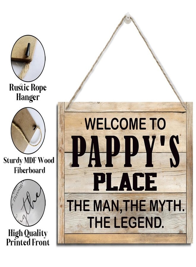 XQLSR Pappy Gifts, Welcome To Pappy's Place Sign, Rustic Hanging Wood Plaque Sign, Welcome Sign for Garage Decor, Pappy Workshop Wall Decor, Tool Room Decor, Father's Day Gift for Pappy Grandpa Dad - Image 3