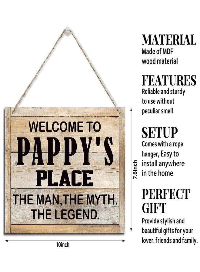 XQLSR Pappy Gifts, Welcome To Pappy's Place Sign, Rustic Hanging Wood Plaque Sign, Welcome Sign for Garage Decor, Pappy Workshop Wall Decor, Tool Room Decor, Father's Day Gift for Pappy Grandpa Dad - Image 2