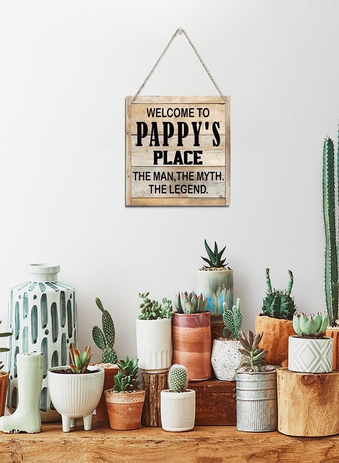 XQLSR Pappy Gifts, Welcome To Pappy's Place Sign, Rustic Hanging Wood Plaque Sign, Welcome Sign for Garage Decor, Pappy Workshop Wall Decor, Tool Room Decor, Father's Day Gift for Pappy Grandpa Dad - Image 4