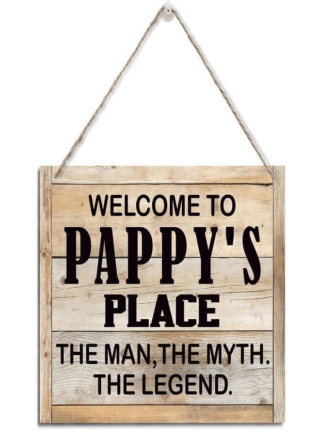 XQLSR Pappy Gifts, Welcome To Pappy's Place Sign, Rustic Hanging Wood Plaque Sign, Welcome Sign for Garage Decor, Pappy Workshop Wall Decor, Tool Room Decor, Father's Day Gift for Pappy Grandpa Dad - Image 1