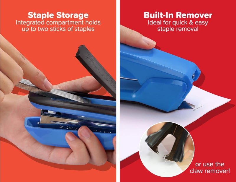 Bostitch Office Ascend 3 in 1 Stapler Value Pack, 20 Sheet Capacity, Includes 5000 Staples, Integrated Remover & and Extra Staple Remover, Staple Storage Compartment, Assorted Colors (Colors May Vary) - Image 3