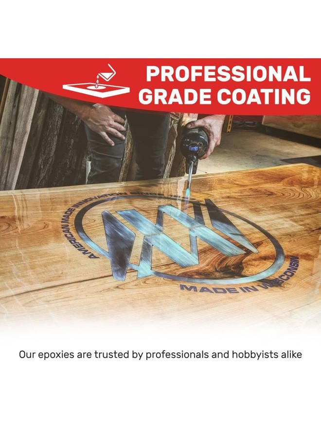 MAS Crystal Clear Epoxy Resin One Gallon Kit | Table Top Pro Epoxy Resin & Hardener | Two Part Kit for Wood Tabletop, Bar Top, Resin Art | Set Includes Spreader & Brush | Professional Grade Coating - Image 3