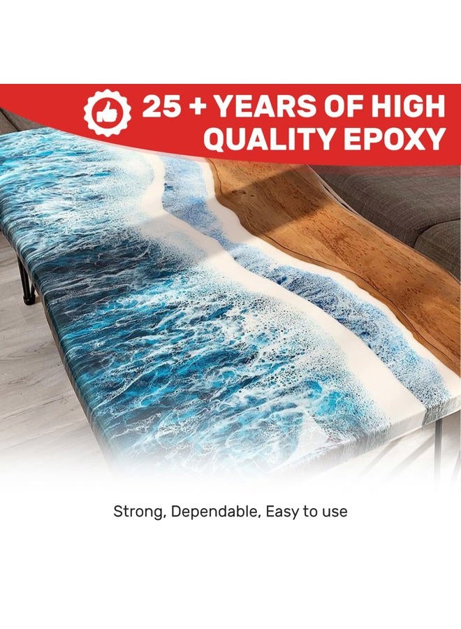 MAS Crystal Clear Epoxy Resin One Gallon Kit | Table Top Pro Epoxy Resin & Hardener | Two Part Kit for Wood Tabletop, Bar Top, Resin Art | Set Includes Spreader & Brush | Professional Grade Coating - Image 4