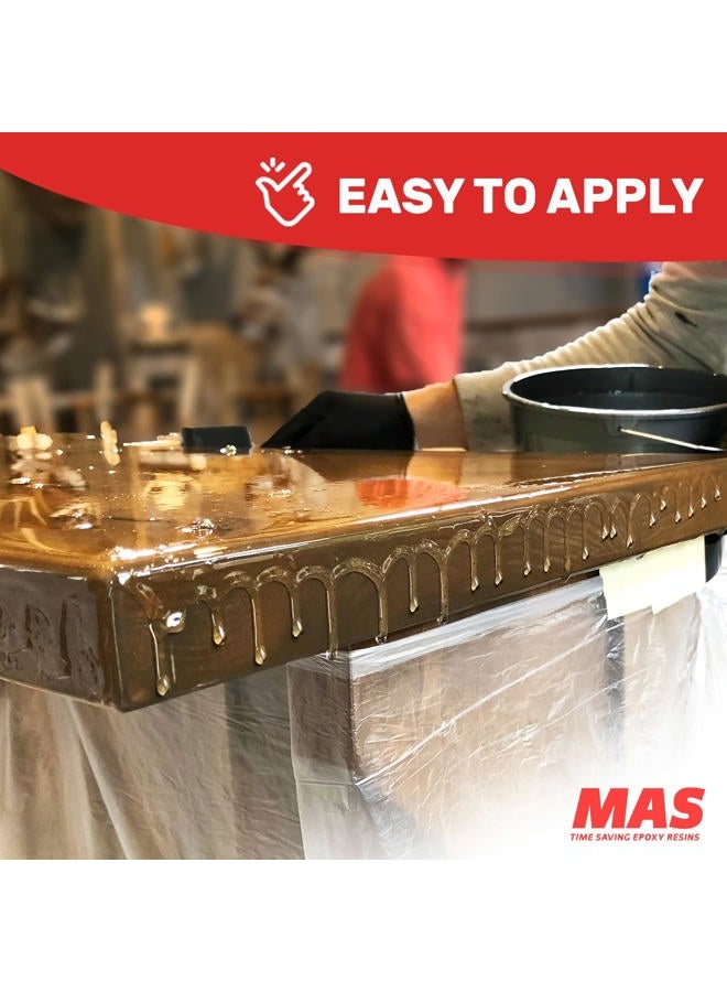 MAS Crystal Clear Epoxy Resin One Gallon Kit | Table Top Pro Epoxy Resin & Hardener | Two Part Kit for Wood Tabletop, Bar Top, Resin Art | Set Includes Spreader & Brush | Professional Grade Coating - Image 5