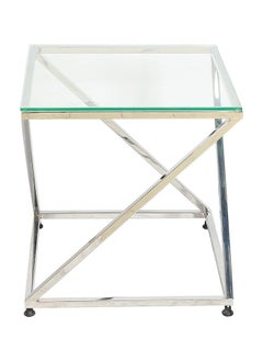 Stainless Steel End Table with Glass Top  55.5x53.5x53.5cm - pzsku/Z20FD9442B60B4A430815Z/45/_/1715801664/39bc3850-3fb7-4ed6-be55-58c32ad55d2a