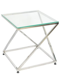 Stainless Steel End Table with Glass Top  55.5x53.5x53.5cm - pzsku/Z20FD9442B60B4A430815Z/45/_/1715801669/febf8929-e954-44a9-9619-e7fb7892b902