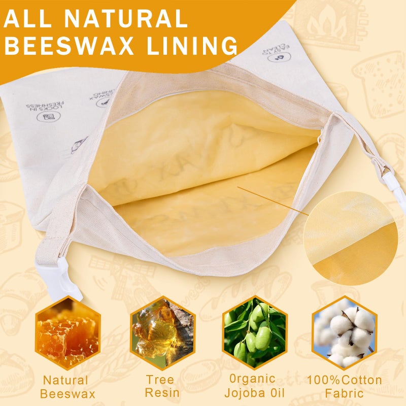 NANYI 2-Pack Reusable Beeswax Bread Bags for Sourdough & Homemade Breadï¼ŒCotton Waxed Bags Keeps Fresh Longer(Ivory Loaf) - Image 5