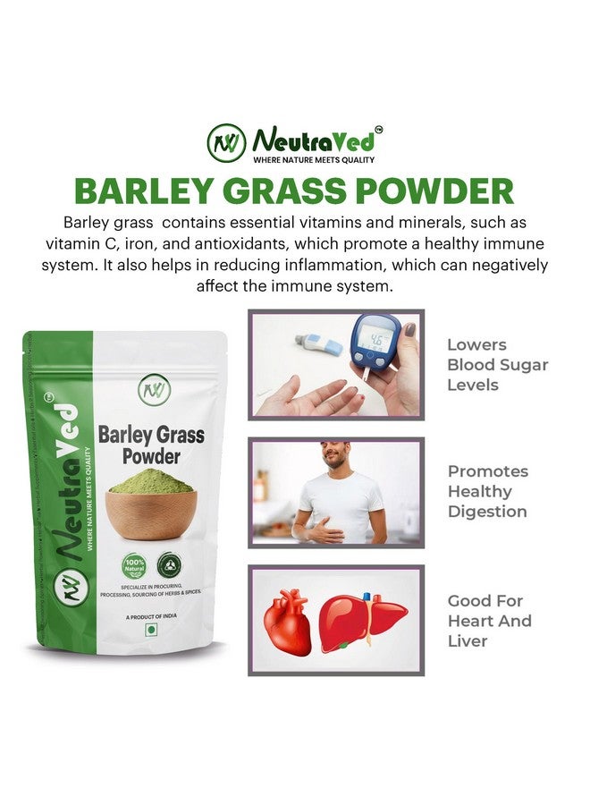 NeutraVed Barley Grass Powder, 200gm | Vegan, Gluten-Free | Rich in Fiber, Fatty Acids & Minerals | Superfood Immunity Support 200g - Image 3