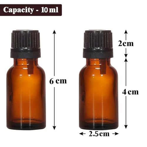 Mkd2 Rise Empty Amber Glass Bottle 10 ml Set of 24 with Leak Proof Euro Dropper Black Cap, Refillable Essential Oil Bottles for Aromatherapy, Medicines, Serums, DIY Blends & Liquid Storage - Image 5