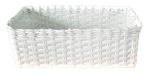 Sonas Creation Paperus White Premium Storage Basket for Cosmetics Accessories Organizer for Washrooms Kitchens Wardrobes 55 H X 7 W X 14 L in Inches Ecofriendly Handmade of Paper Ropes - Image 3