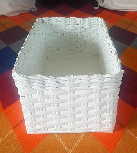 Sonas Creation Paperus White Premium Storage Basket for Cosmetics Accessories Organizer for Washrooms Kitchens Wardrobes 55 H X 7 W X 14 L in Inches Ecofriendly Handmade of Paper Ropes - Image 5