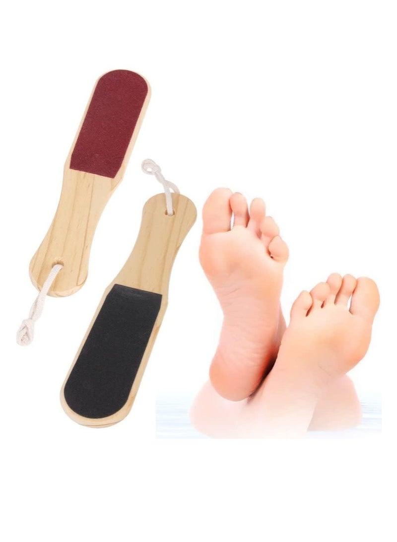 Double Sided Wooden Pedicure Feet Scrubber with Handle for Callus Dry and Dead Skin Removal Heel Scraper and Foot File Exfoliating Care Tool - Image 2