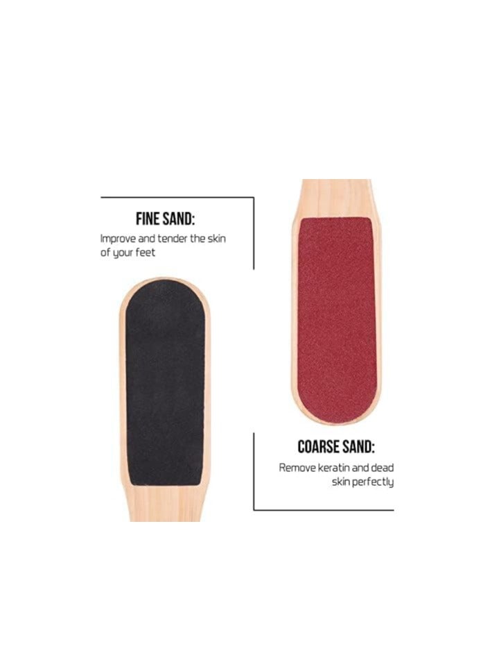 Double Sided Wooden Pedicure Feet Scrubber with Handle for Callus Dry and Dead Skin Removal Heel Scraper and Foot File Exfoliating Care Tool - Image 3