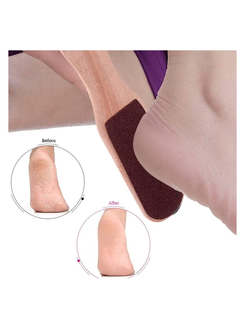 Double Sided Wooden Pedicure Feet Scrubber with Handle for Callus Dry and Dead Skin Removal Heel Scraper and Foot File Exfoliating Care Tool - Image 5