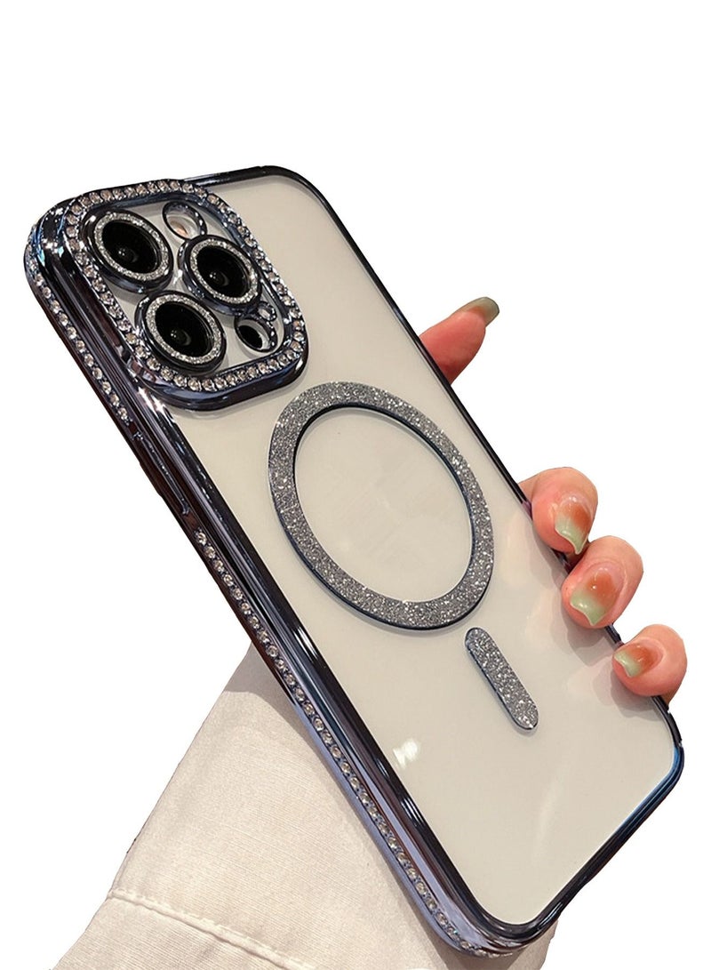 iPhone 14 Pro Max MagSafe Case Cover Support Wireless Charger Bling Diamond Back Cover For Women Girls Clear Soft TPU With Camera Len Protector Anti-scratch Shockproof Magnetic Phone Accessory  - Image 1