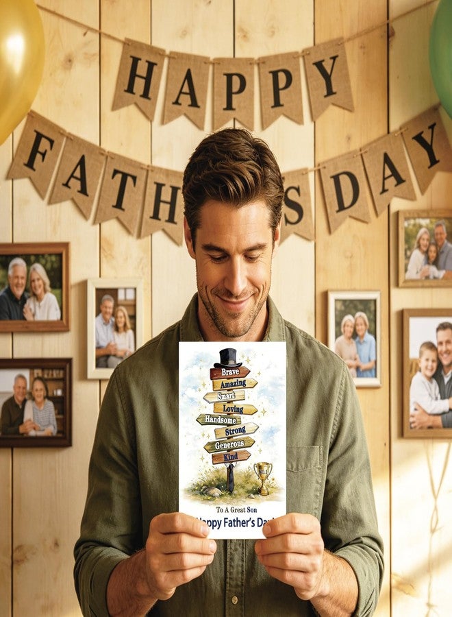 Mcduldul Fathers Day Card Gifts for Son from Dad Mom Parents, Meaningful Direction Sign Design with Emotional Message, Unique Gifts for Father's Day Family Celebration and Love - Image 2