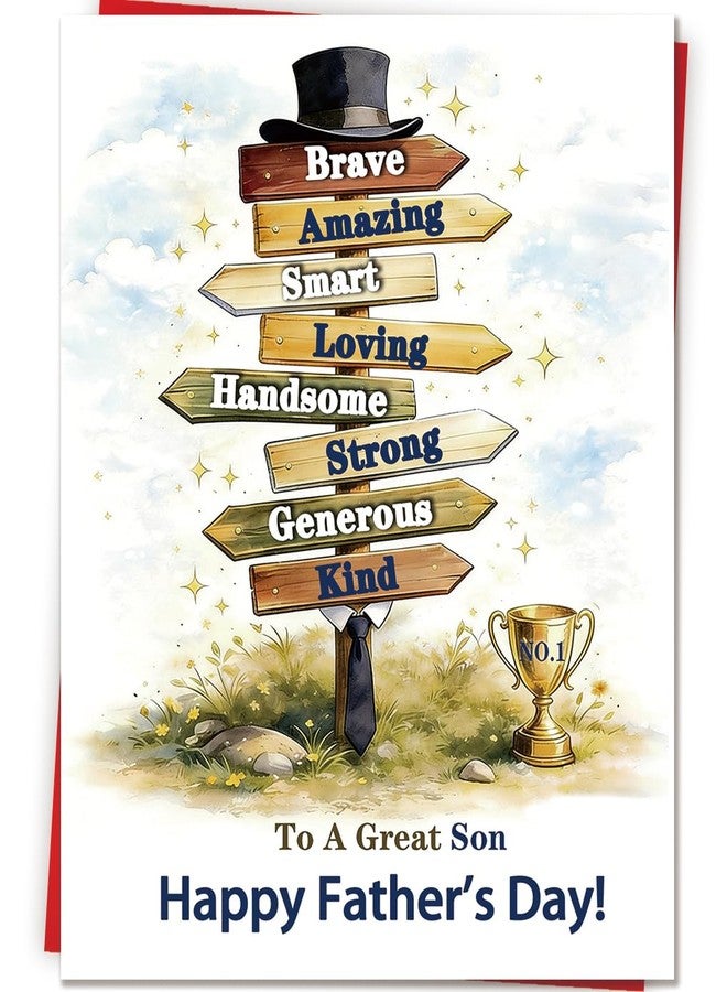 Mcduldul Fathers Day Card Gifts for Son from Dad Mom Parents, Meaningful Direction Sign Design with Emotional Message, Unique Gifts for Father's Day Family Celebration and Love - Image 1