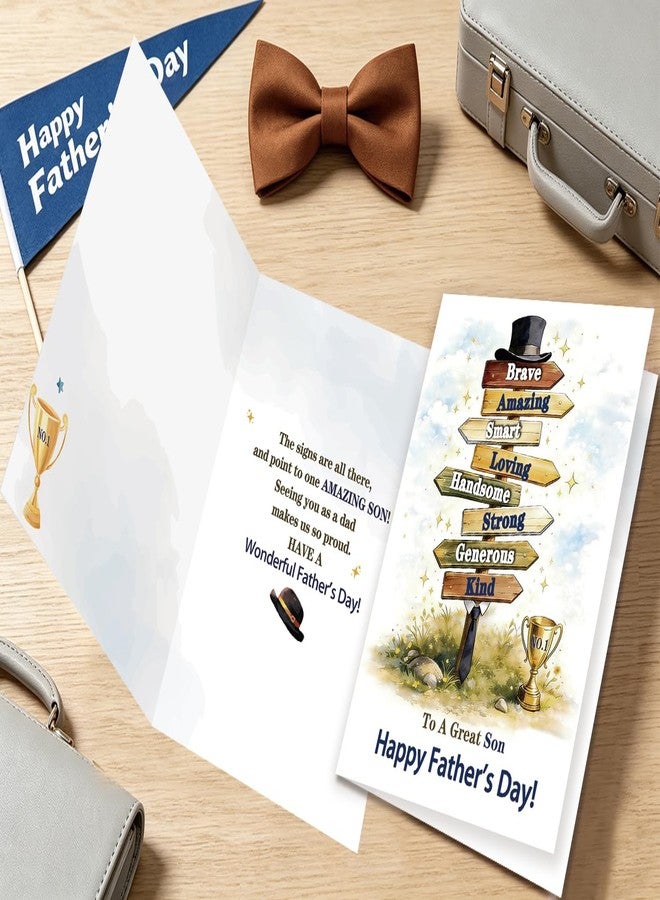 Mcduldul Fathers Day Card Gifts for Son from Dad Mom Parents, Meaningful Direction Sign Design with Emotional Message, Unique Gifts for Father's Day Family Celebration and Love - Image 3