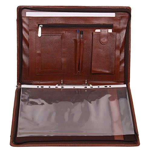 AmazingHind Leatherette Material Professional File Folders for Certificates, Documents Holder with 2 Rings. (6 Leafs, Brown File with Handle) - Image 5